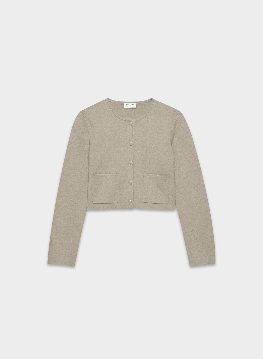 anmärkningsvärd kofta - wonder yarn heather nomad taupe