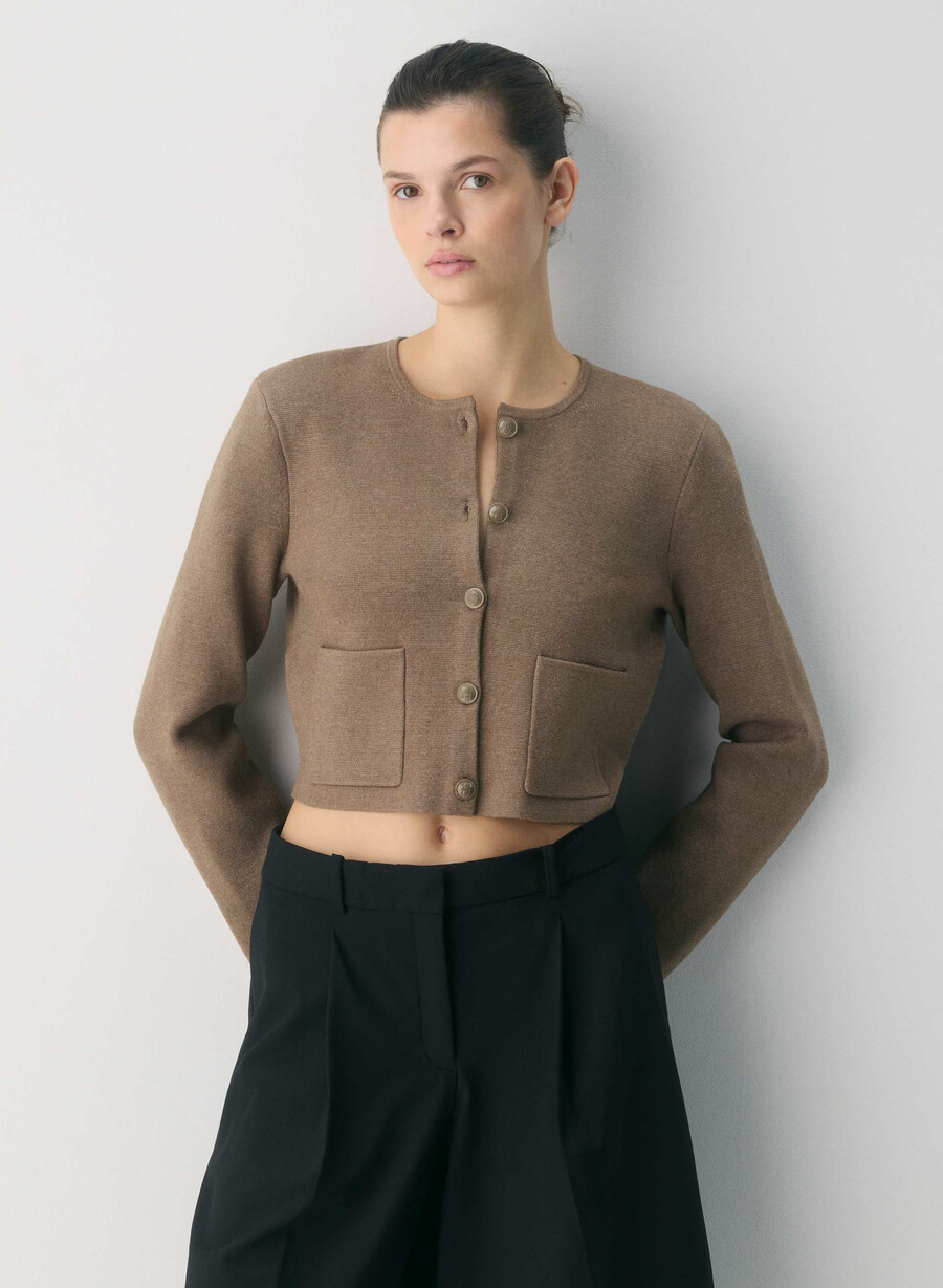 anmärkningsvärd kofta - wonder yarn heather folio brun