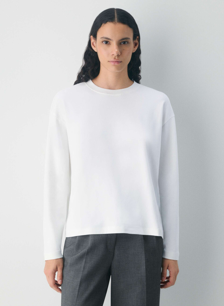 interlock cotton steps långärmad vit