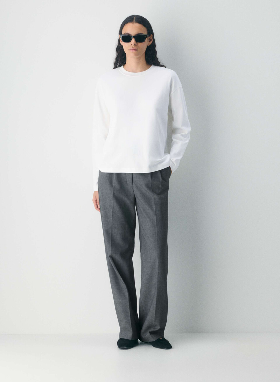 interlock cotton steps långärmad vit