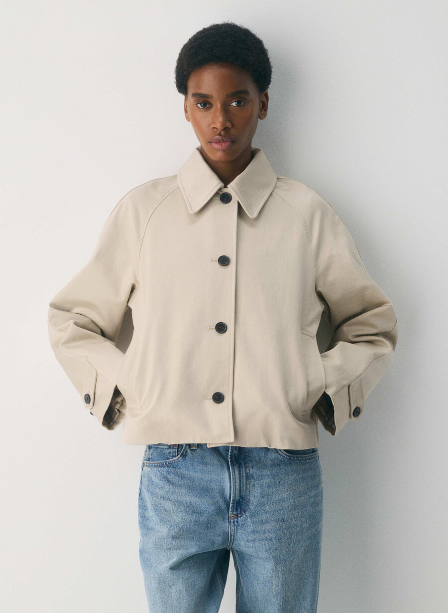 regent kort trenchcoat - rich twill marcona beige