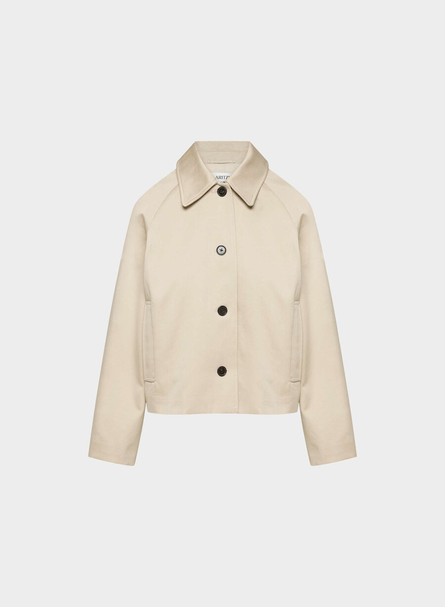 regent kort trenchcoat - rich twill marcona beige