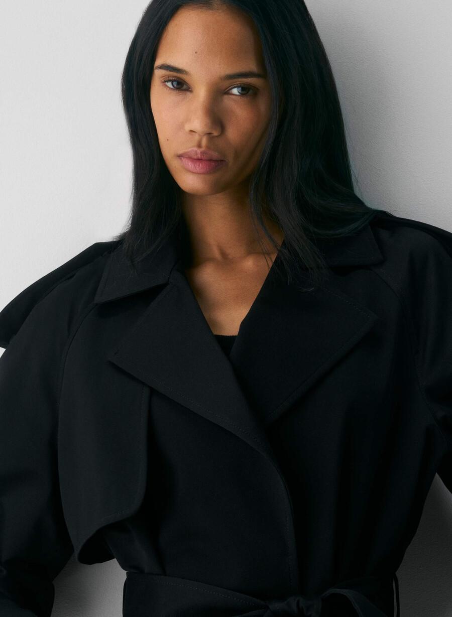 davis trench coat - rich twill svart