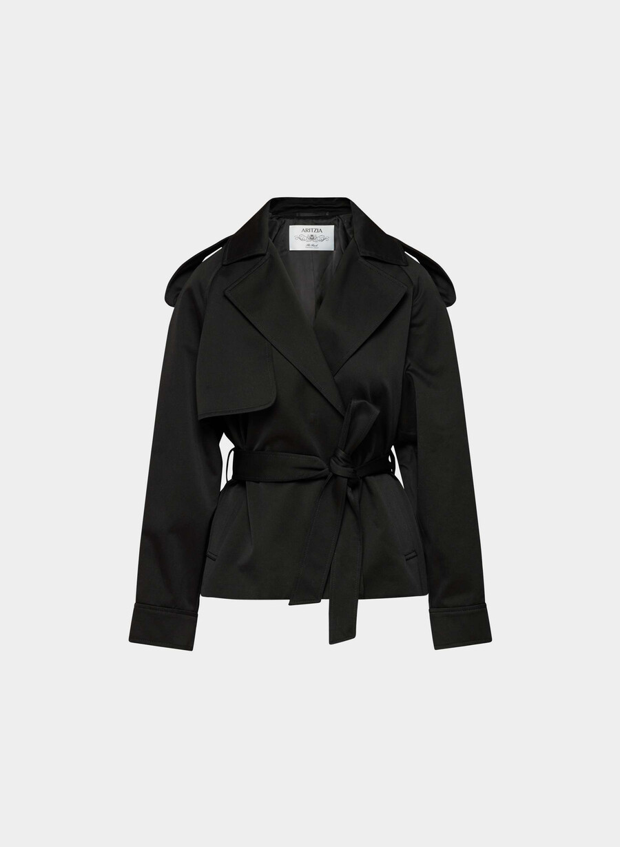 davis trench coat - rich twill svart