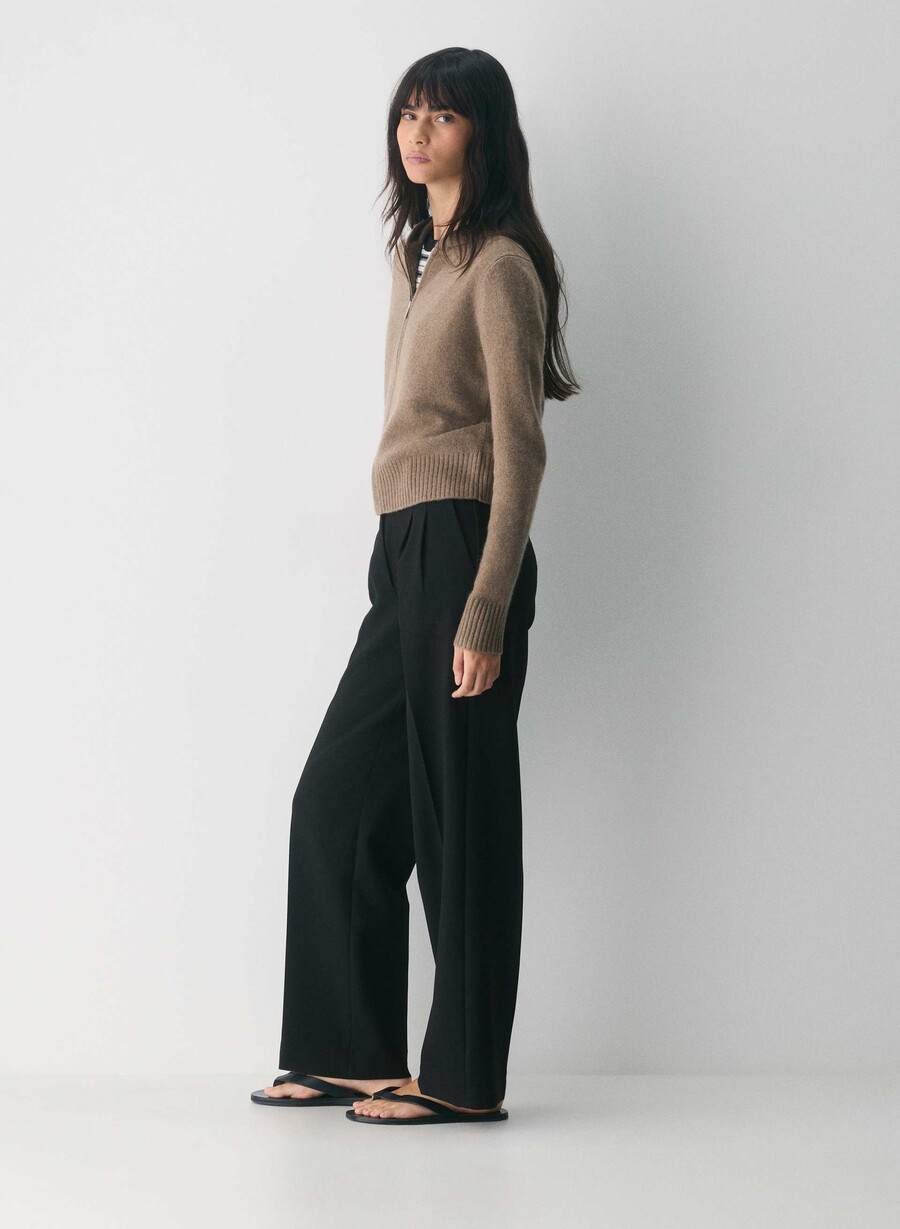 essential cashmere idyllic zip hoodie heather folio brun
