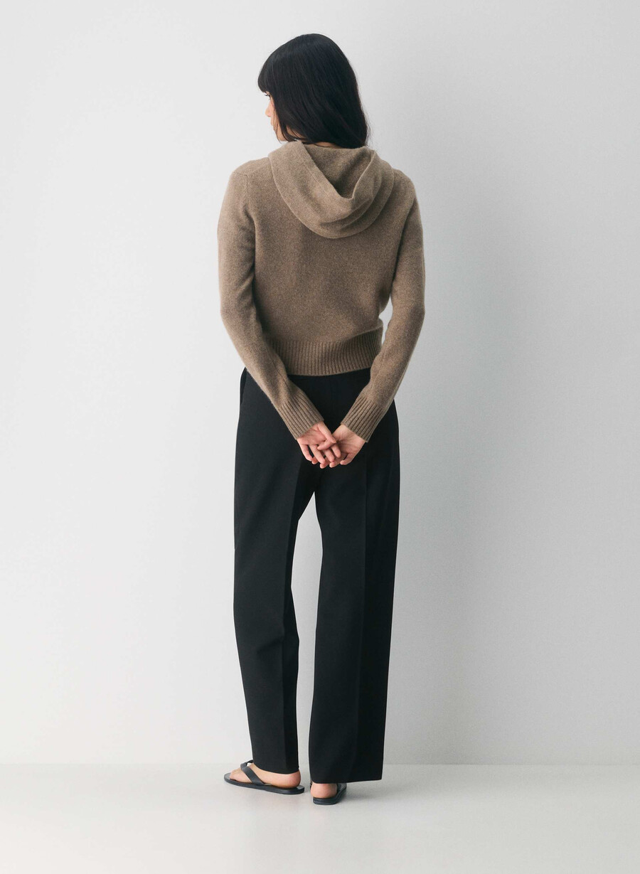 essential cashmere idyllic zip hoodie heather folio brun