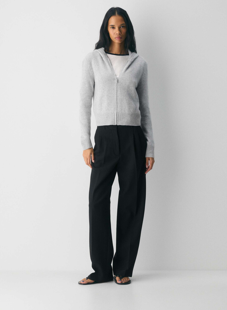 essential cashmere idyllic zip hoodie ljunggrå krom