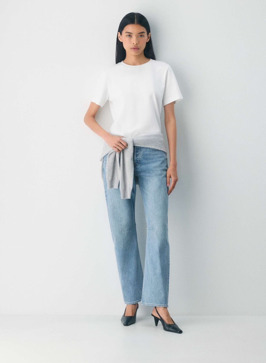 denim forum 90-talets mellanhöga lösa avsmalnande jeans 7 år bleu taboo