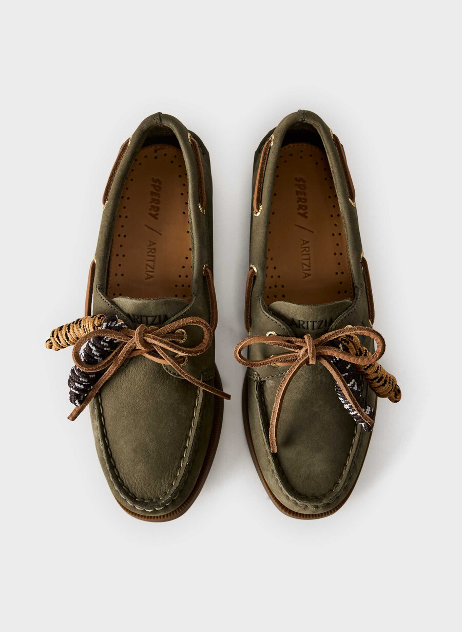 sperry x aritzia ao båtsko - nubuckläder dk willow green