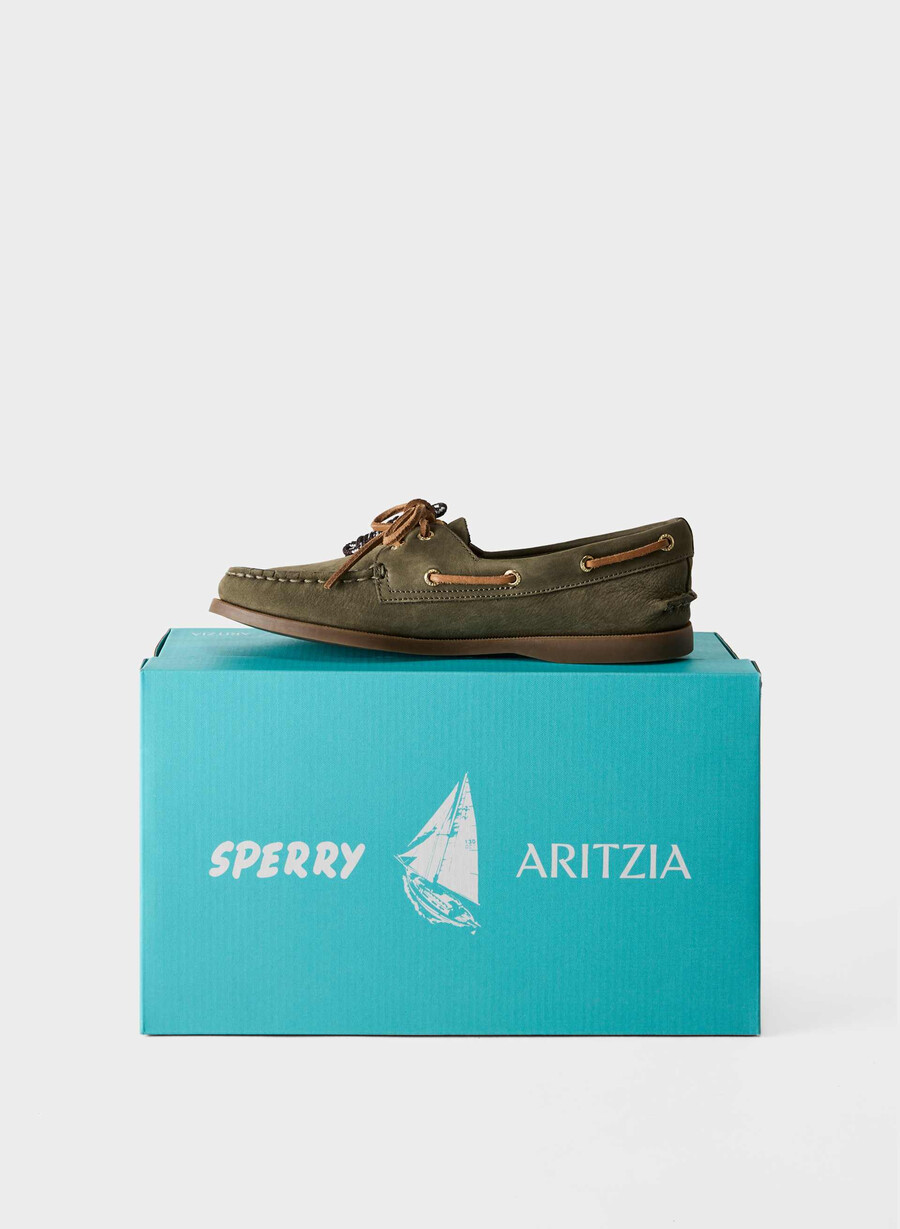 sperry x aritzia ao båtsko - nubuckläder dk willow green