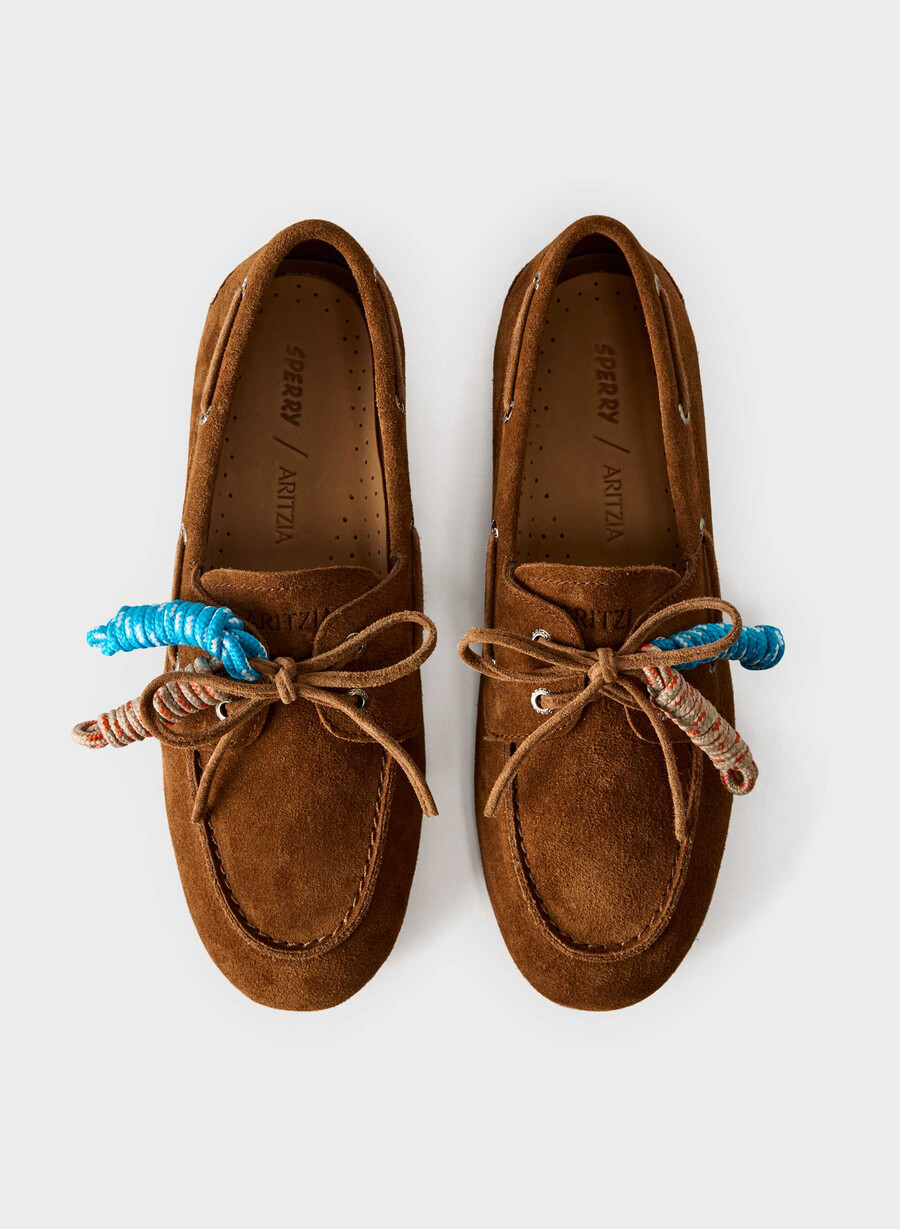 sperry x aritzia slim boat shoe - mocka läder chocladbrun