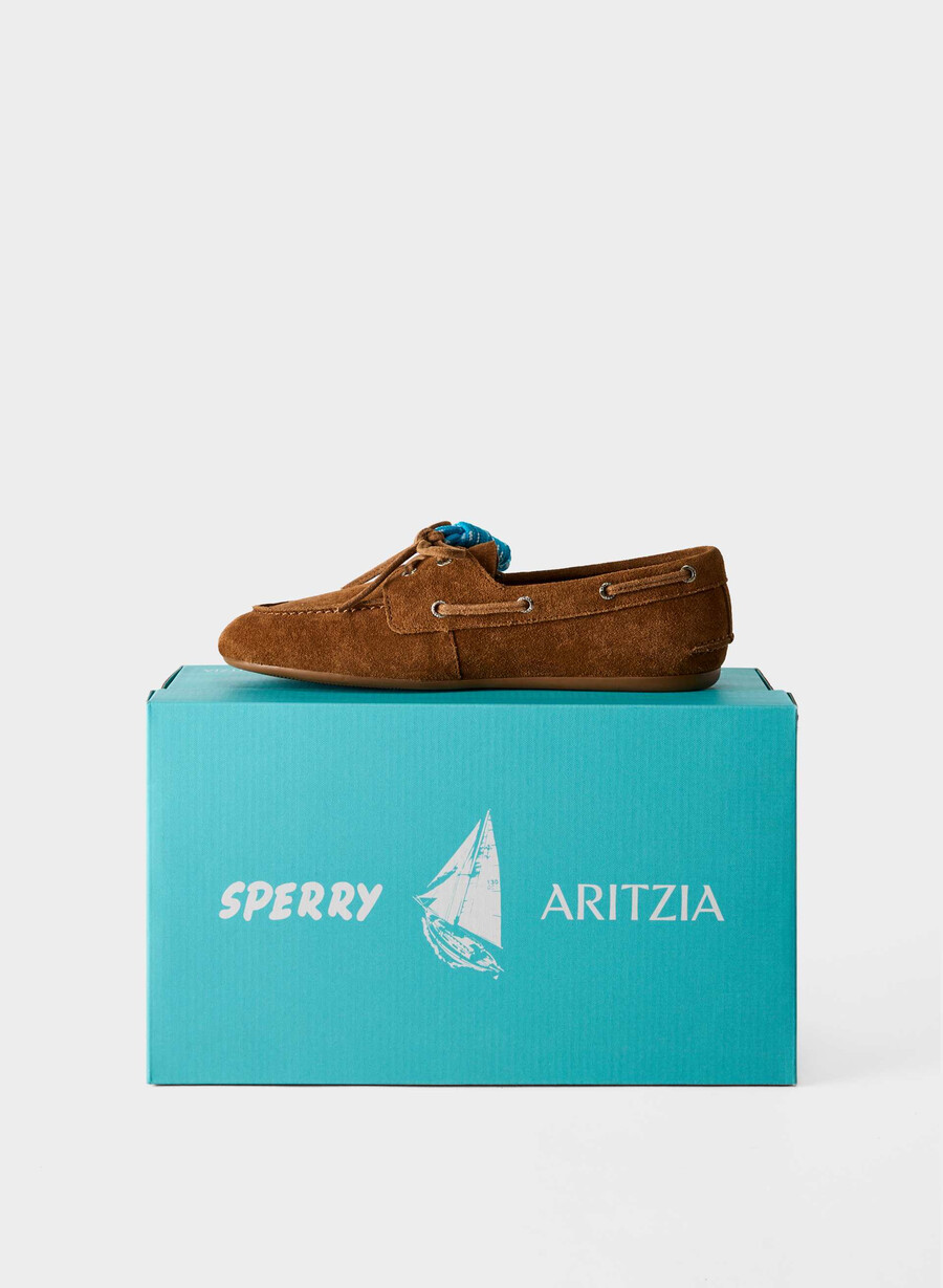 sperry x aritzia slim boat shoe - mocka läder chocladbrun