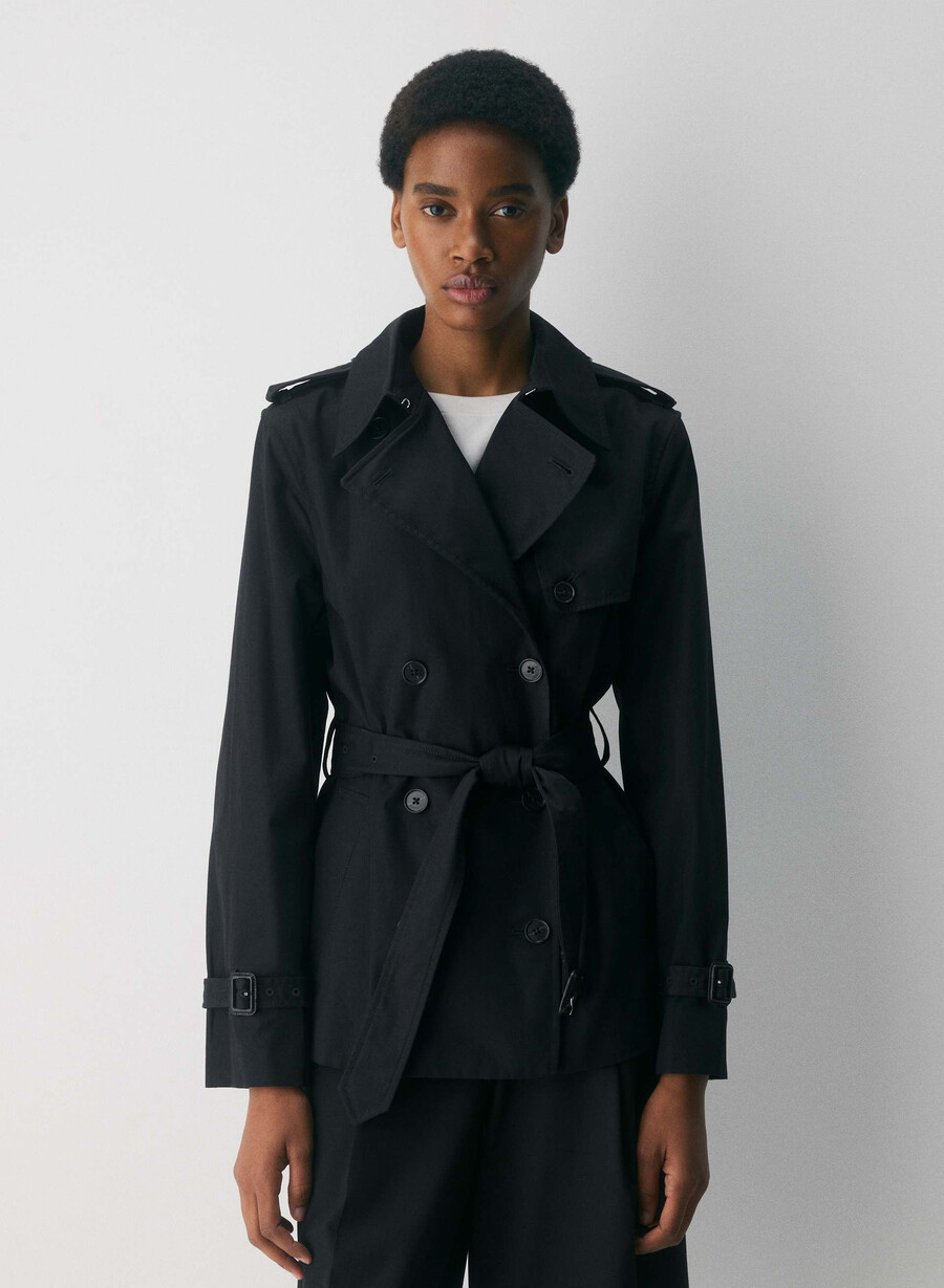 finch kort trench coat - city twill svart