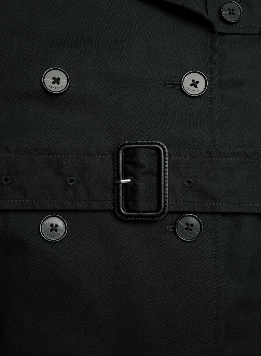 finch kort trench coat - city twill svart