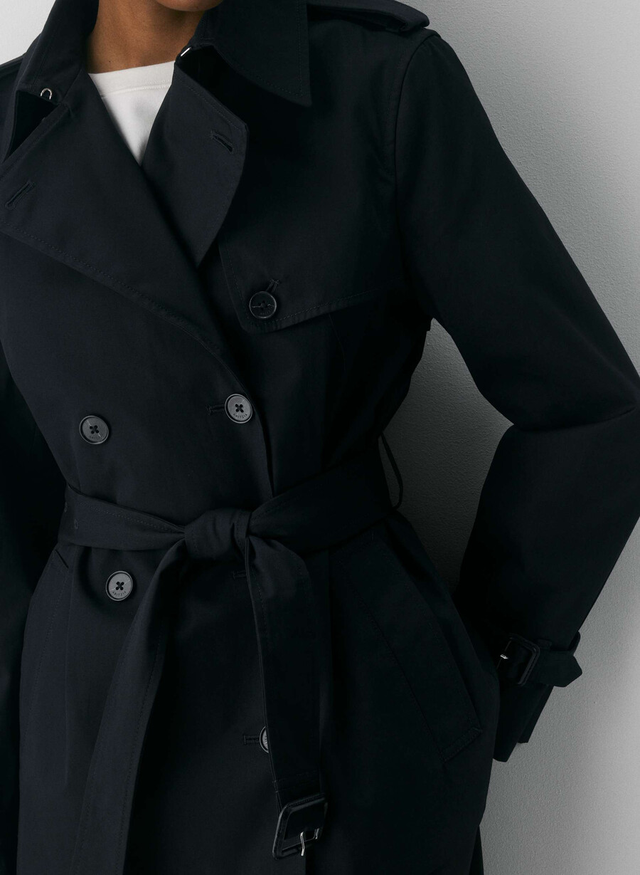 finch kort trench coat - city twill svart