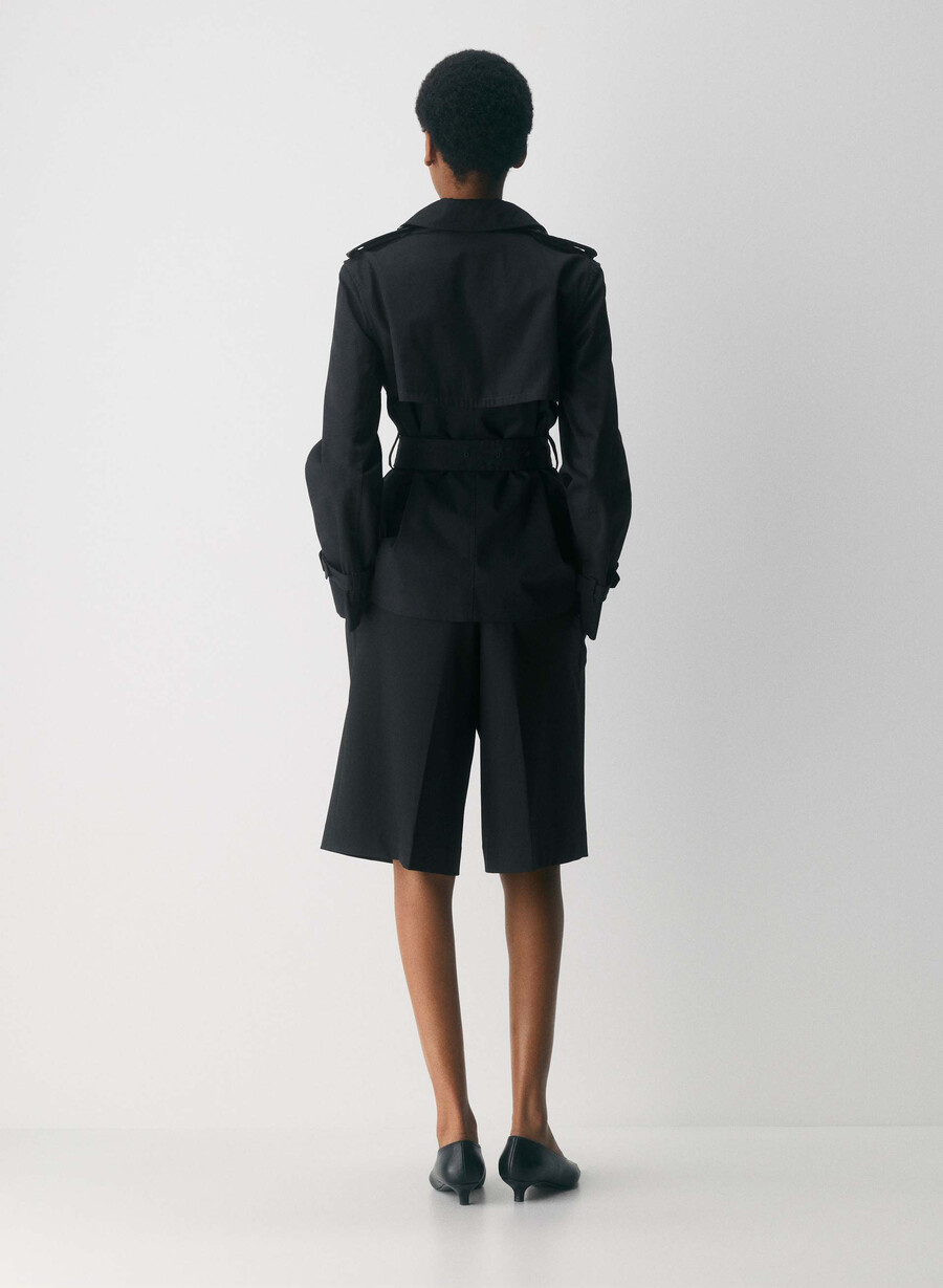 finch kort trench coat - city twill svart