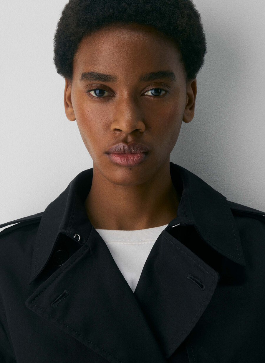 finch kort trench coat - city twill svart