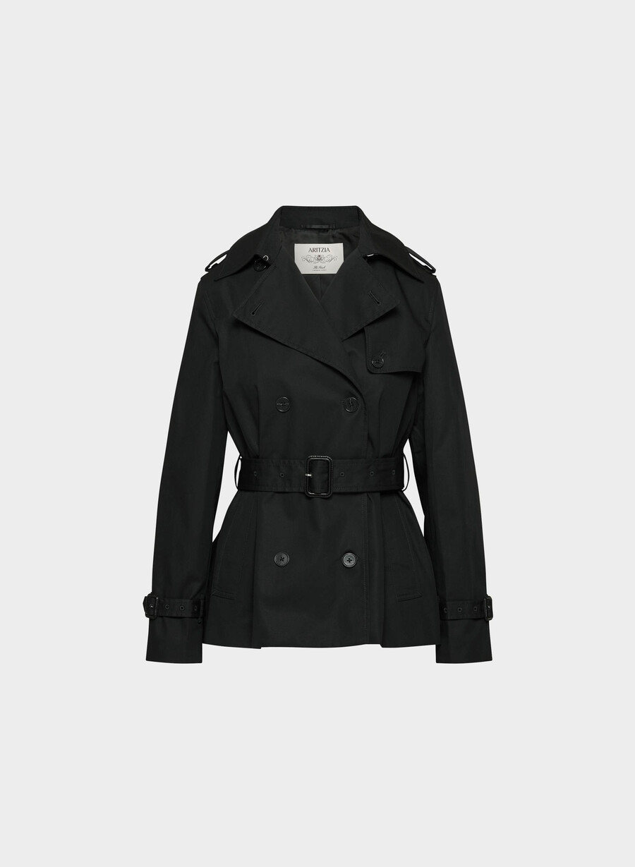 finch kort trench coat - city twill svart