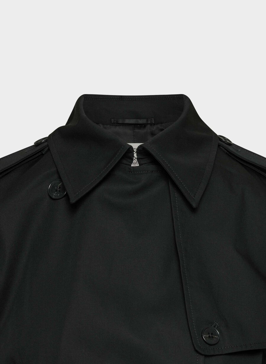 finch kort trench coat - city twill svart