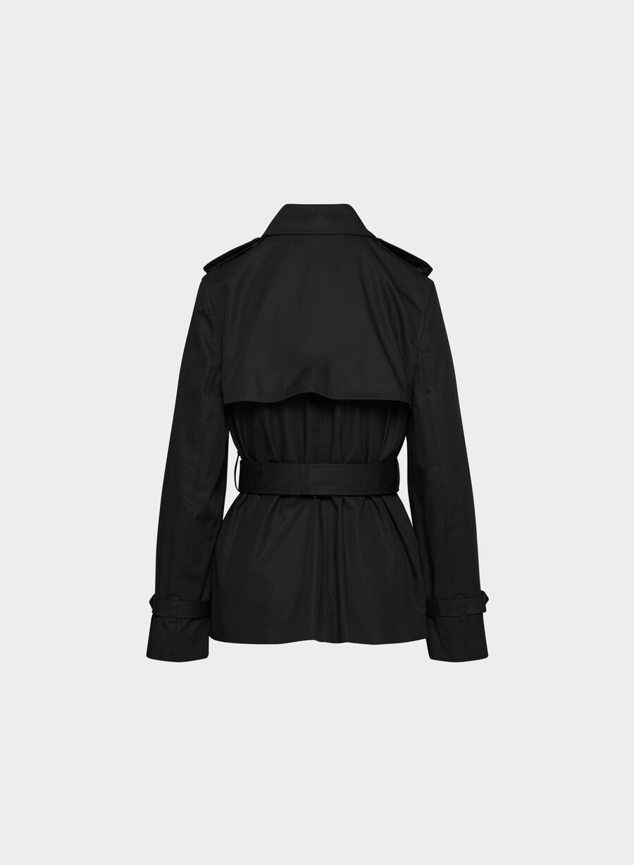 finch kort trench coat - city twill svart