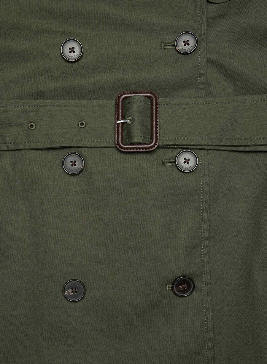 finch kort trench coat - city twill mÖrkoliv