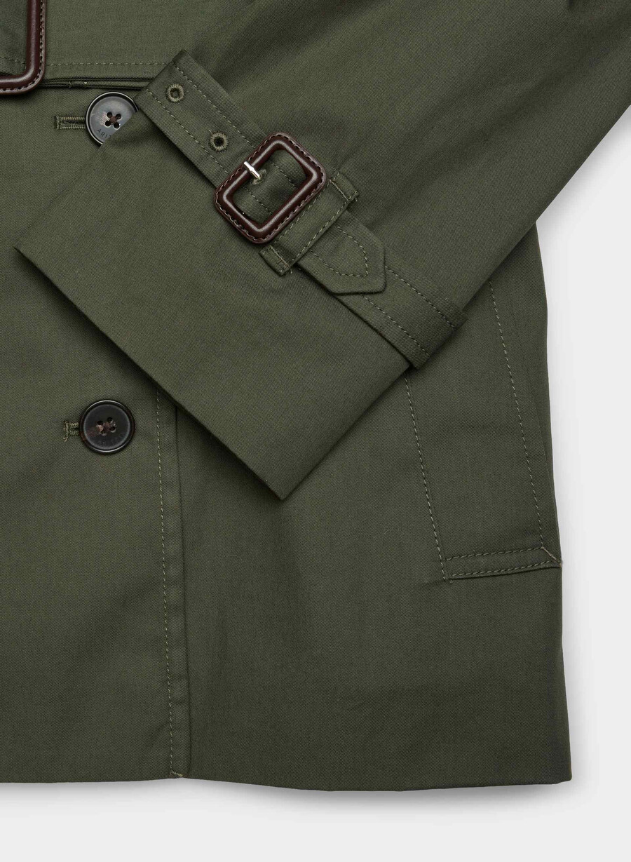 finch kort trench coat - city twill mÖrkoliv