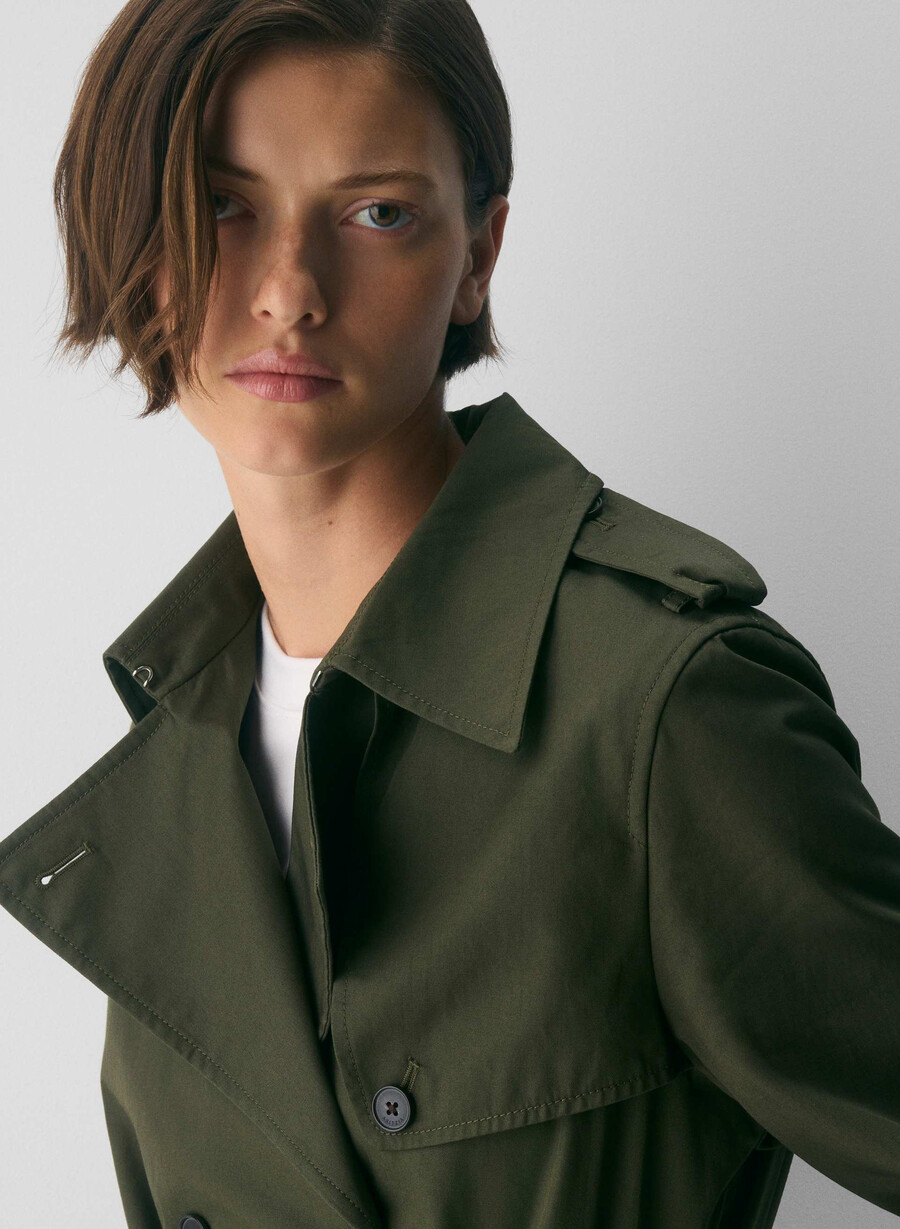 finch kort trench coat - city twill mÖrkoliv