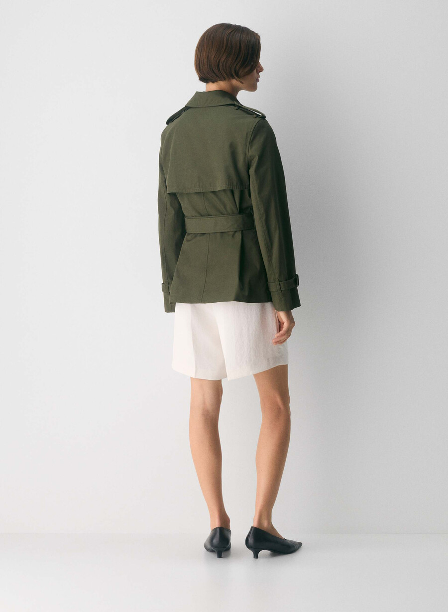 finch kort trench coat - city twill mÖrkoliv