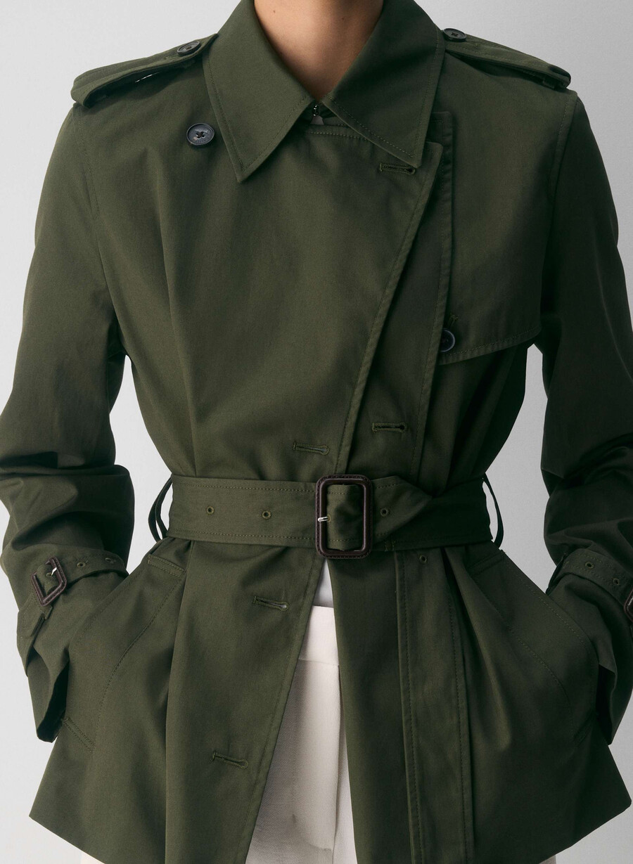 finch kort trench coat - city twill mÖrkoliv