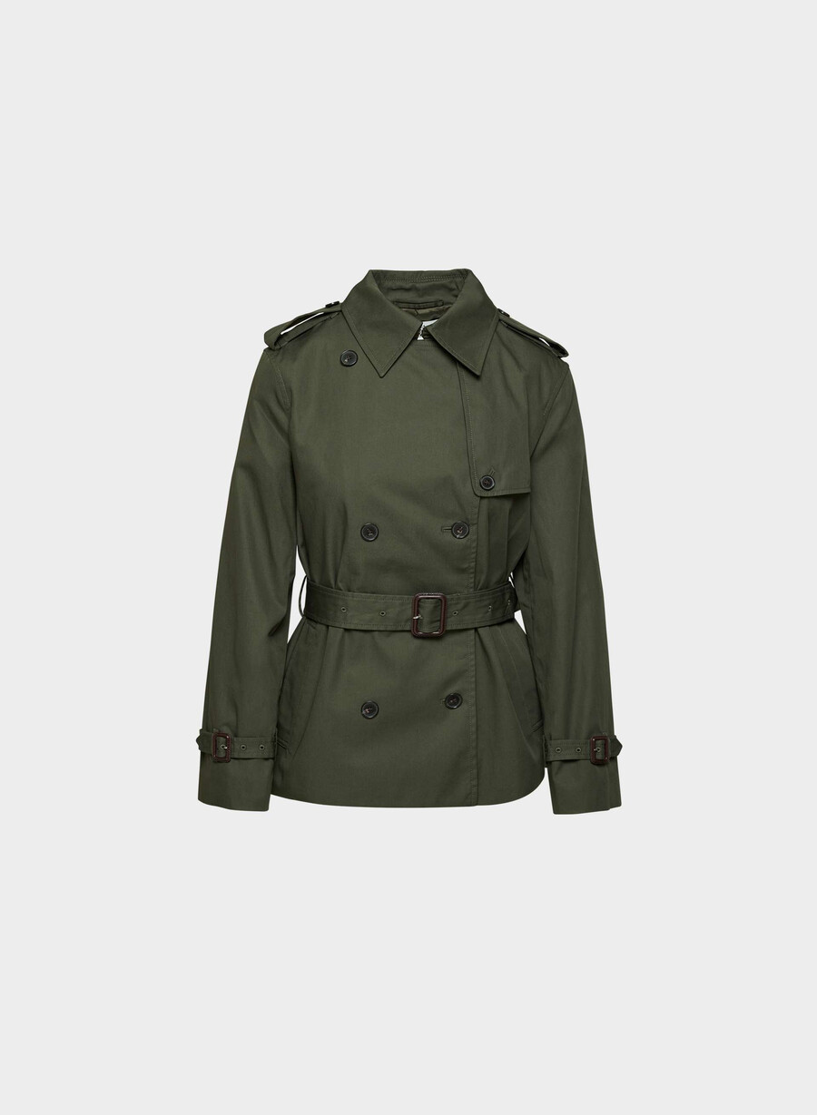 finch kort trench coat - city twill mÖrkoliv
