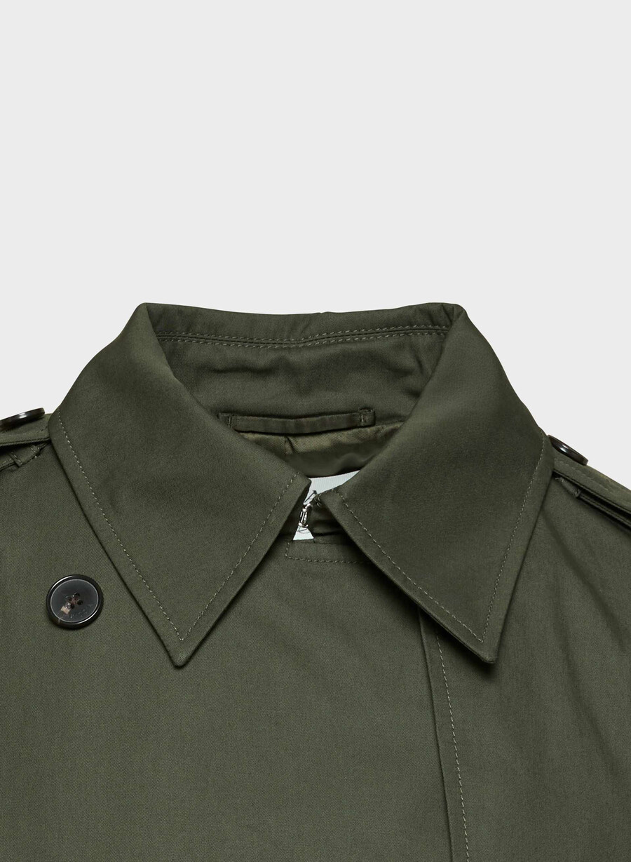 finch kort trench coat - city twill mÖrkoliv