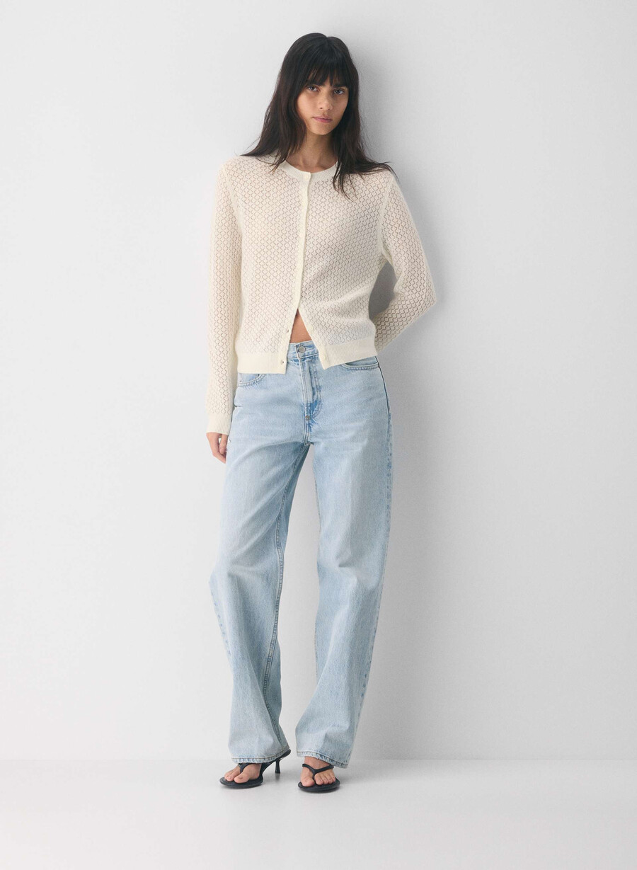 comma wool cashmere cardigan ljus bjÖrk