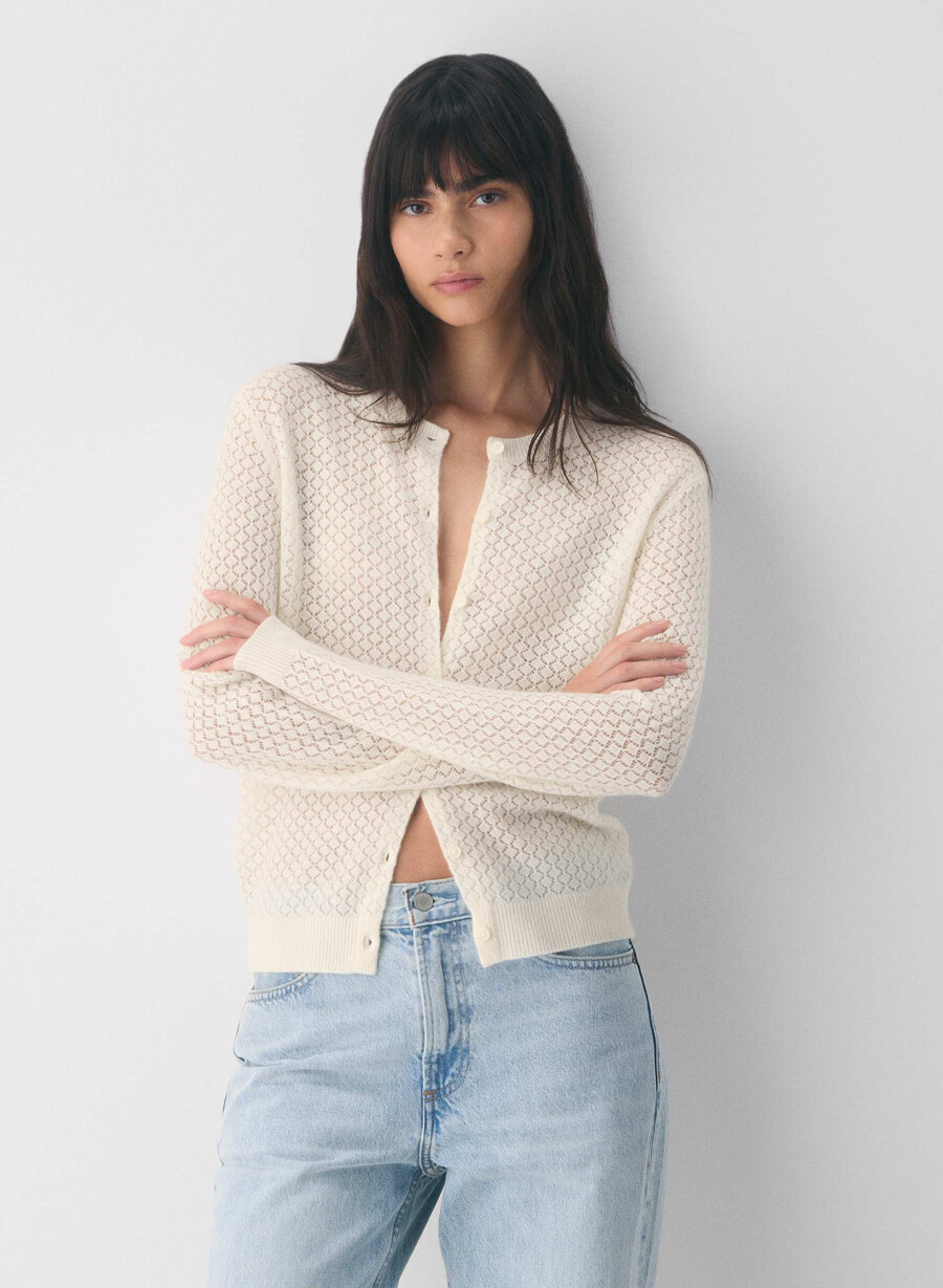 comma wool cashmere cardigan ljus bjÖrk