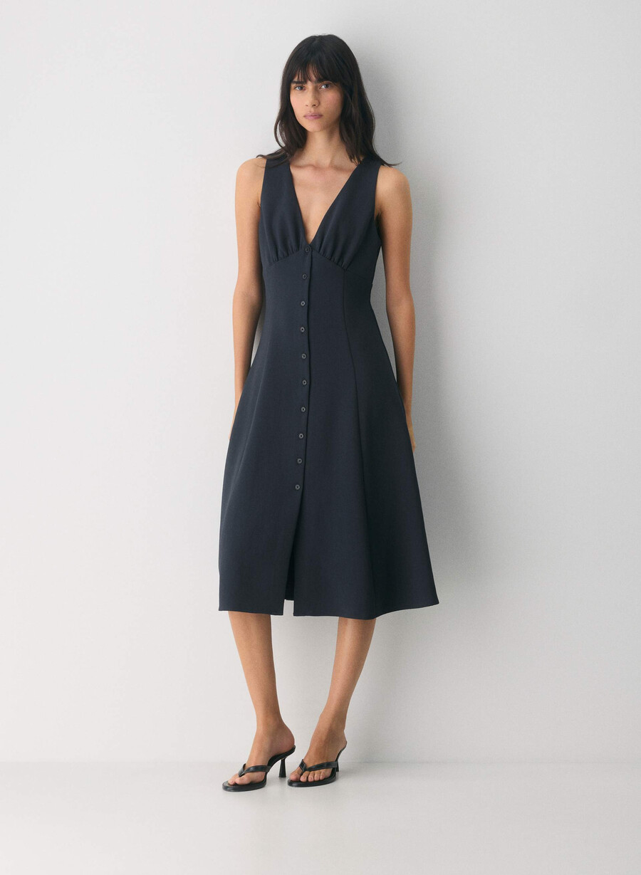 pagodklänning - crepette dark night navy
