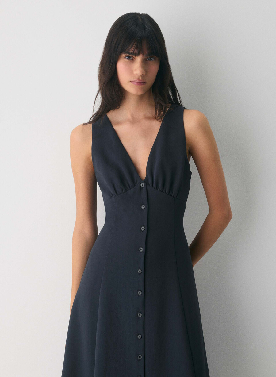 pagodklänning - crepette dark night navy