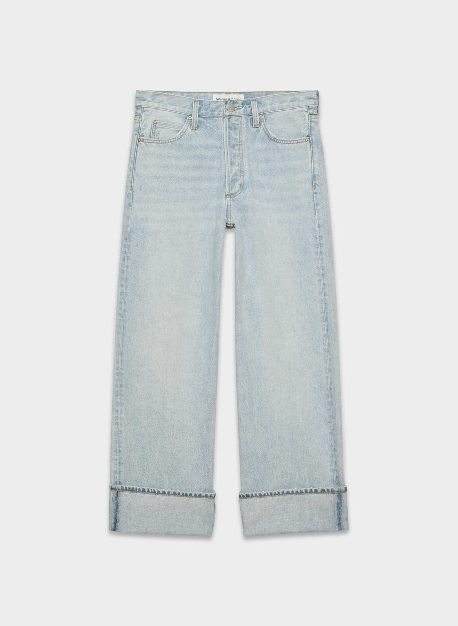 denim forum 90-tals vintagejeans med låg midja och manschett 15 år blÅ