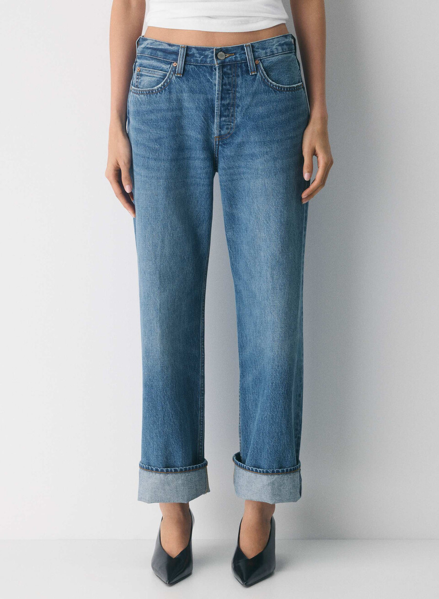 denim forum 90-tals vintagejeans med låg midja och manschett 5 år kiss n tell svart