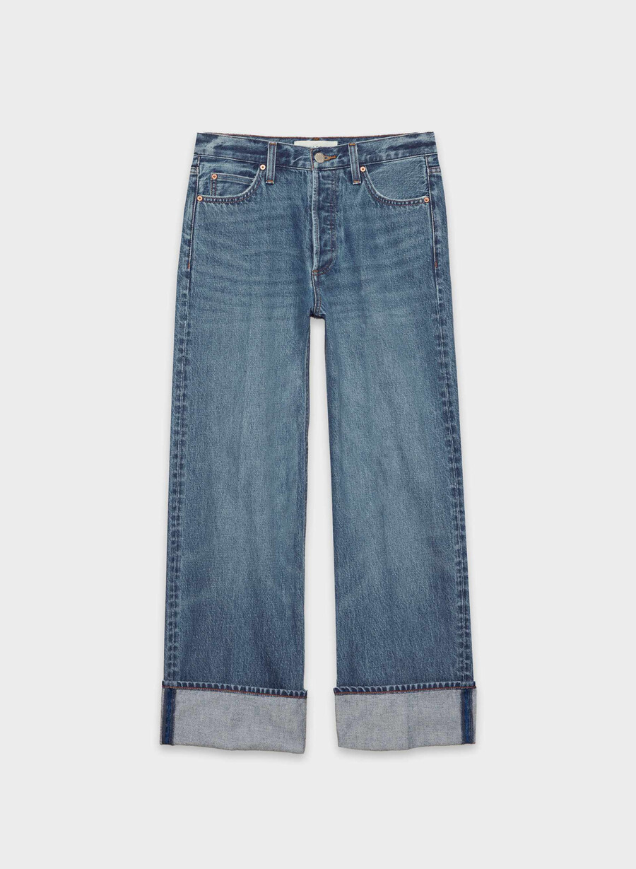 denim forum 90-tals vintagejeans med låg midja och manschett 5 år kiss n tell svart