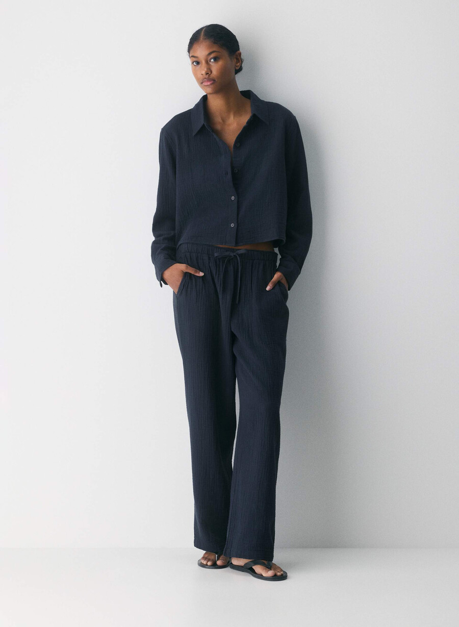 airplush cotton sail cropped skjorta admiral