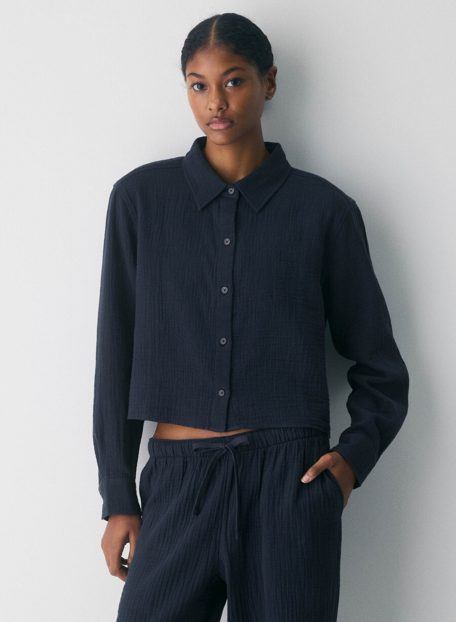 airplush cotton sail cropped skjorta admiral