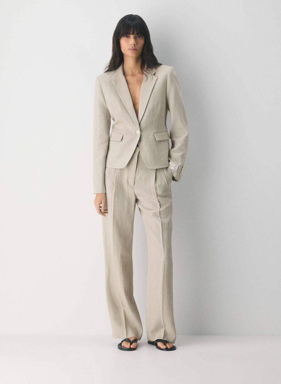 the effortless pant - linne odÄrgad mÖrk ecru