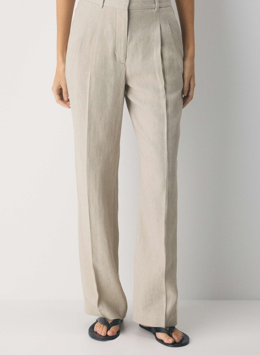 the effortless pant - linne odÄrgad mÖrk ecru