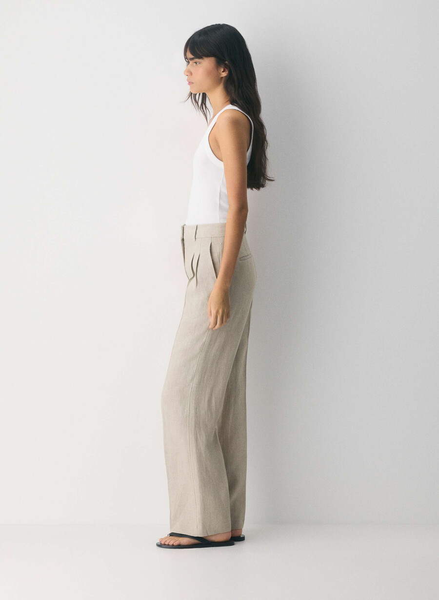the effortless pant - linne odÄrgad mÖrk ecru