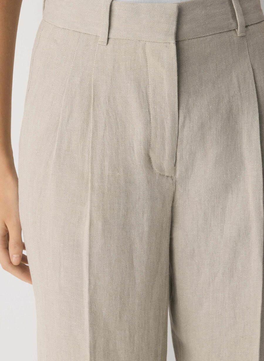 the effortless pant - linne odÄrgad mÖrk ecru