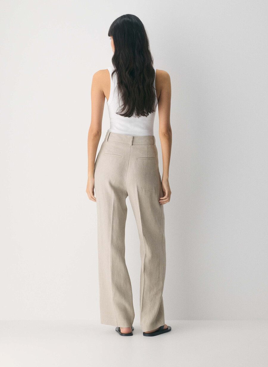 the effortless pant - linne odÄrgad mÖrk ecru