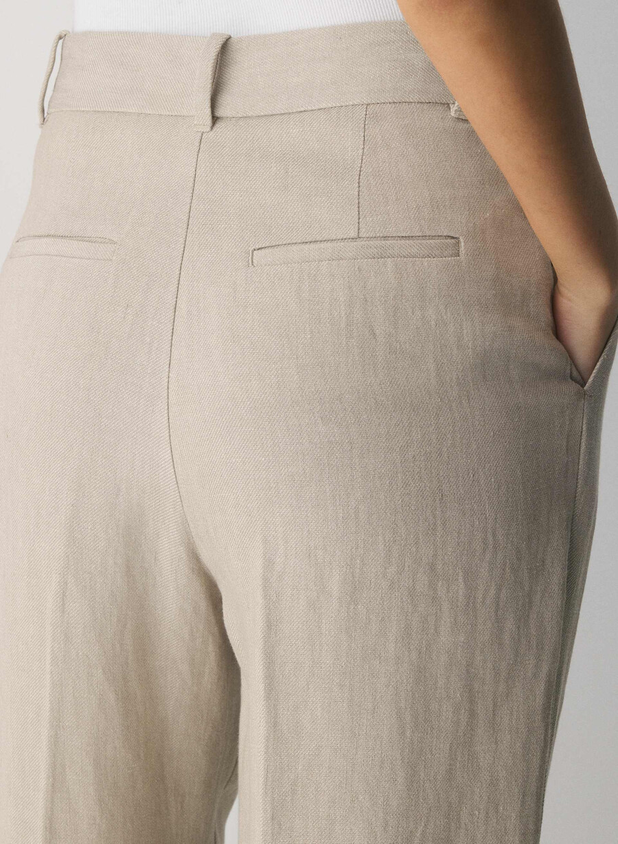 the effortless pant - linne odÄrgad mÖrk ecru