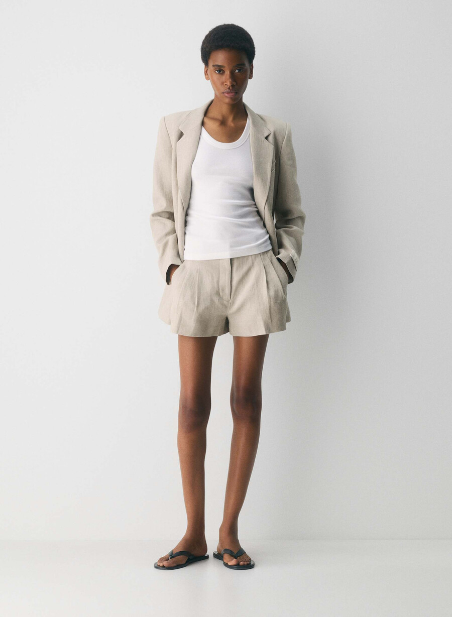 the effortless short mini - linne odÄrgad mÖrk ecru