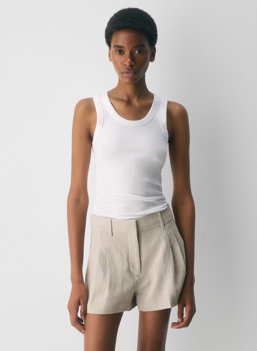 the effortless short mini - linne odÄrgad mÖrk ecru