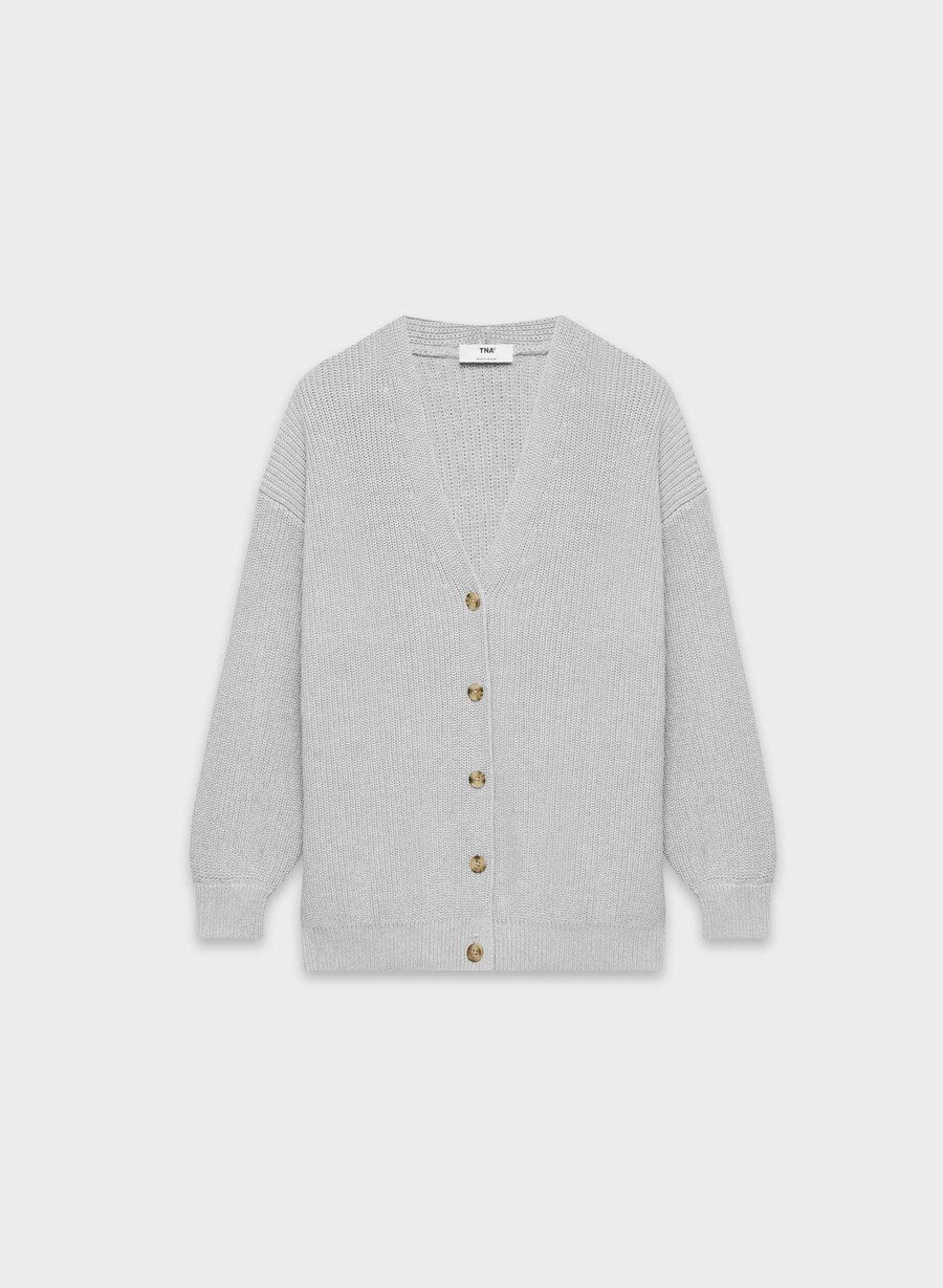 qualifier cardigan ljunggrå krom