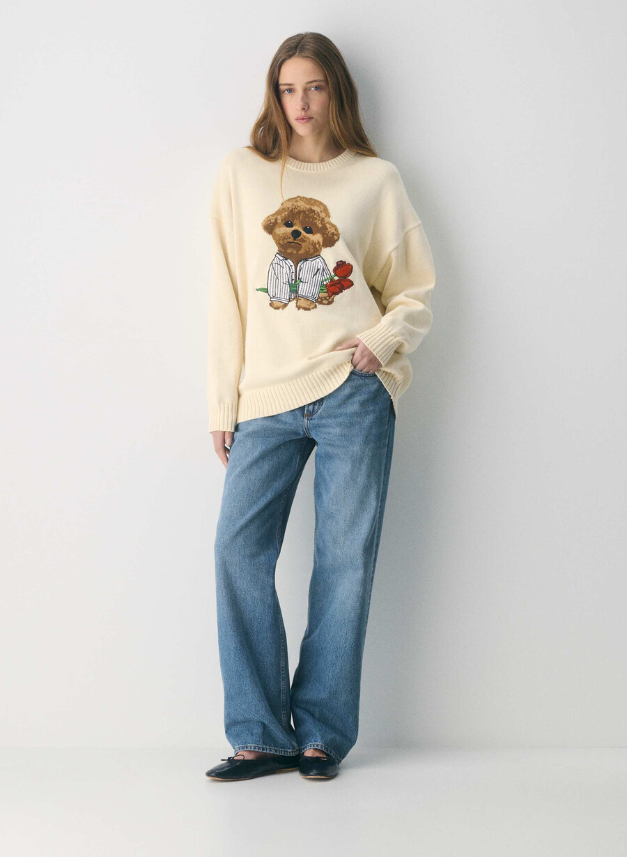 cotton charm peggy icon tröja sand dune vitbro